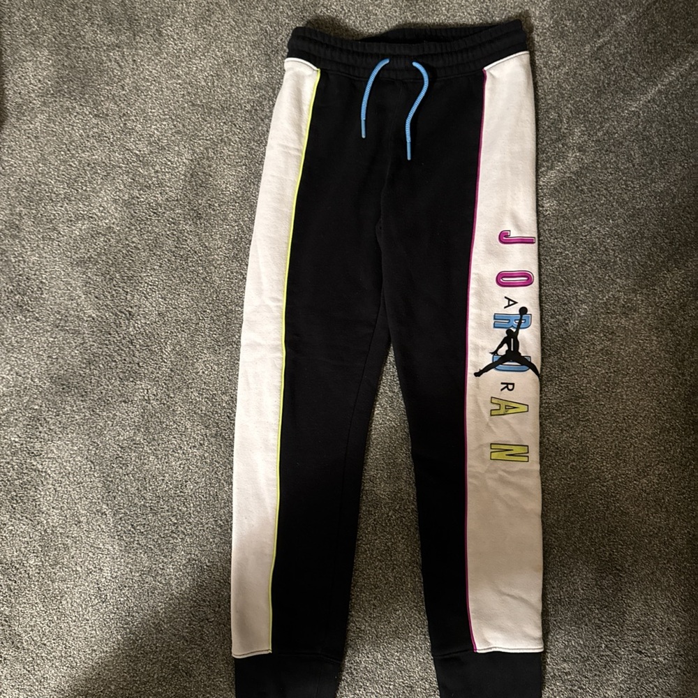 Jordan Kids' Black Joggers with White and Colorful Accents